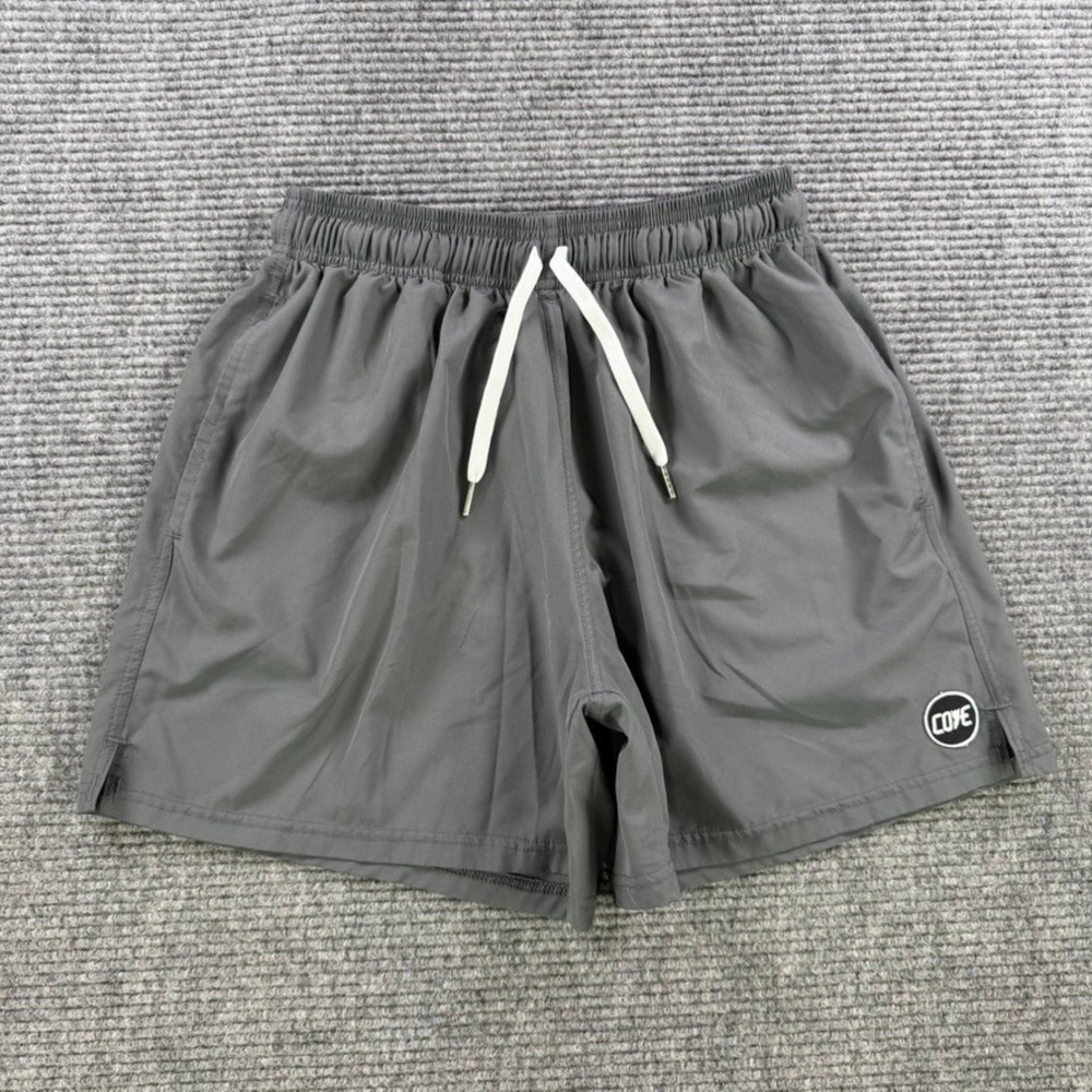 Cove USA Mens 34 Athletic Shorts Grey Drawstring Gym Running Zip Pocket Thin